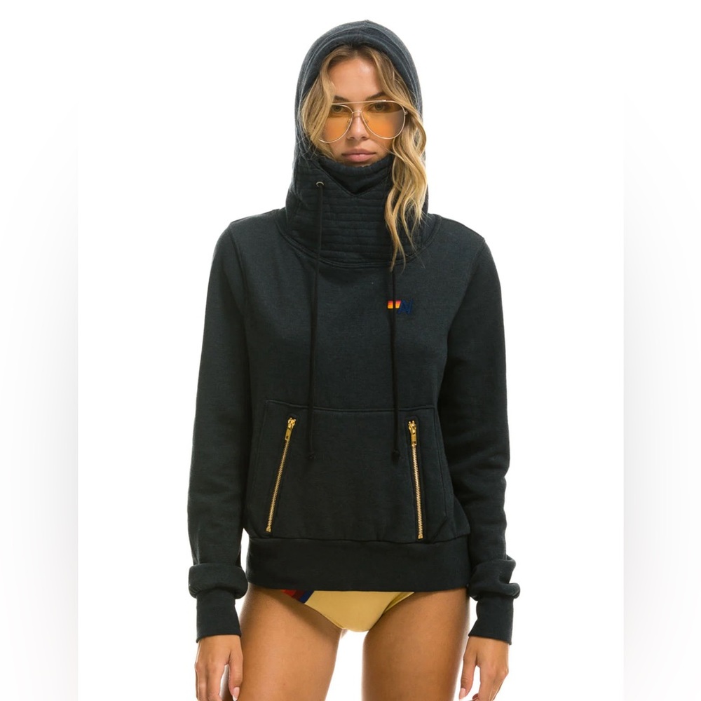 Aviator Nation ninja hoodie gray black XS